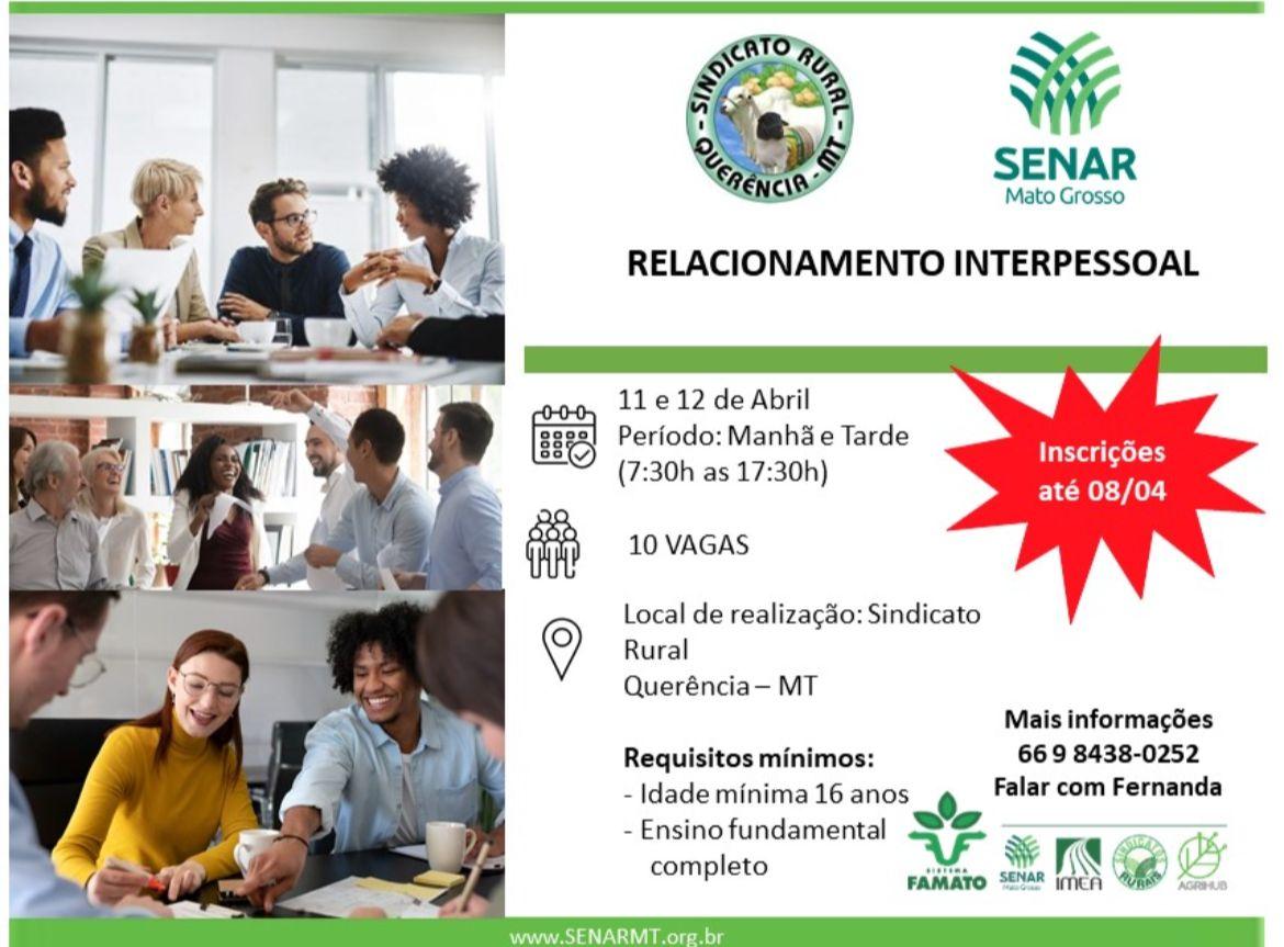 Curso de Relacionamento Interpessoal será ministrado em Querência-MT