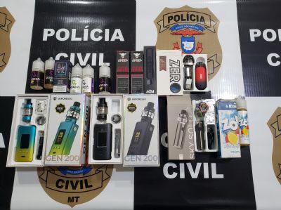 DEFESA DO CONSUMIDOR: Polícia Civil e Vigilância Sanitária Municipal apreendem cigarros eletrônicos em loja de Cuiabá
