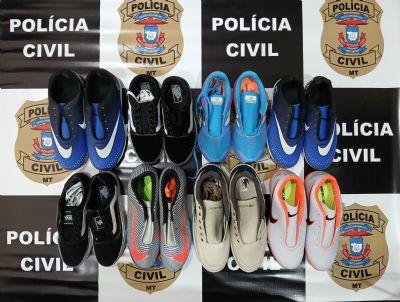 ÀS VÍTIMAS DE ENCHENTES: Polícia Civil doa 1500 pares de tênis apreendidos no com