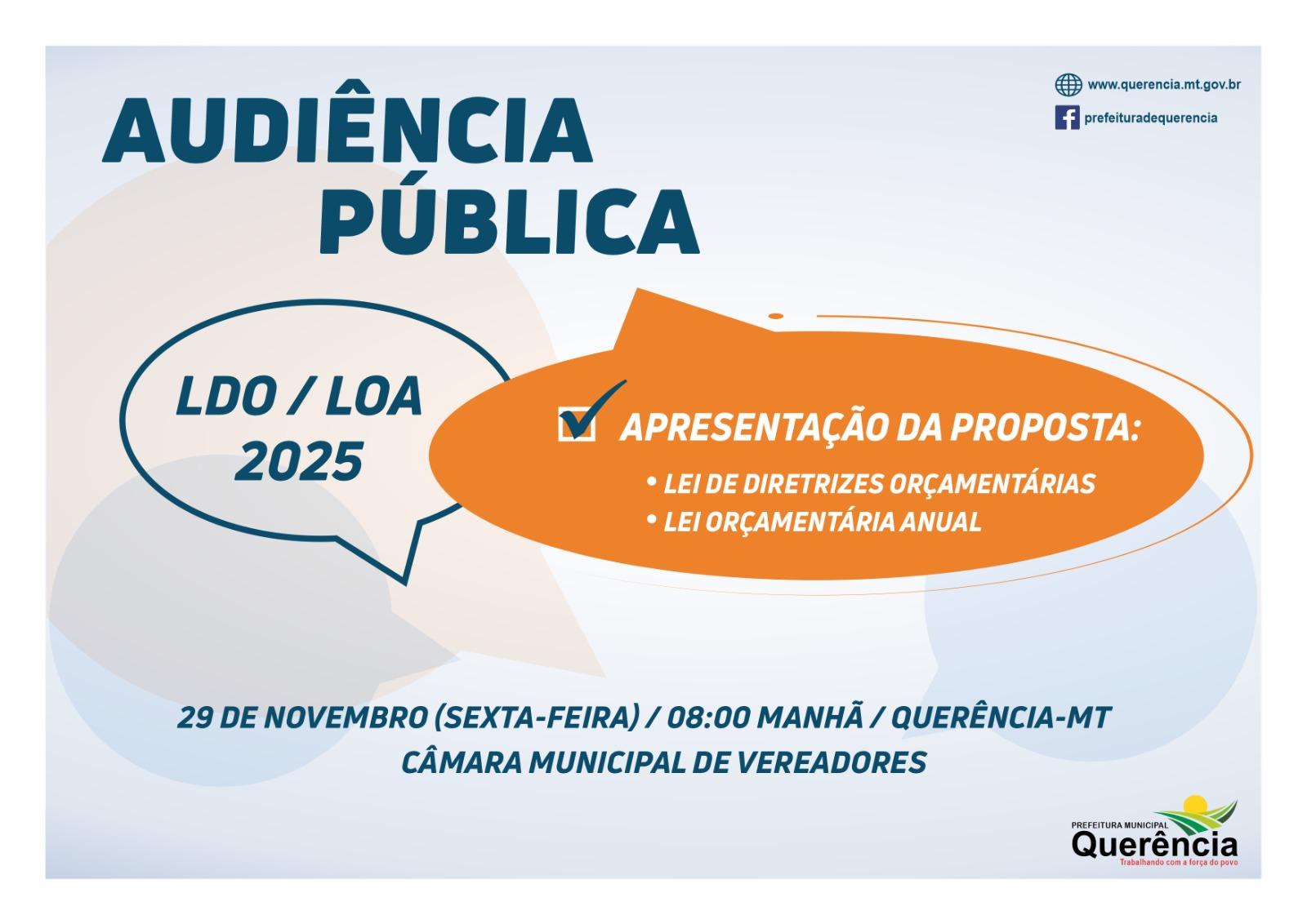 Audiência Pública: Apresentação da Proposta da LOA – Lei Orçamentária Anual de 2025