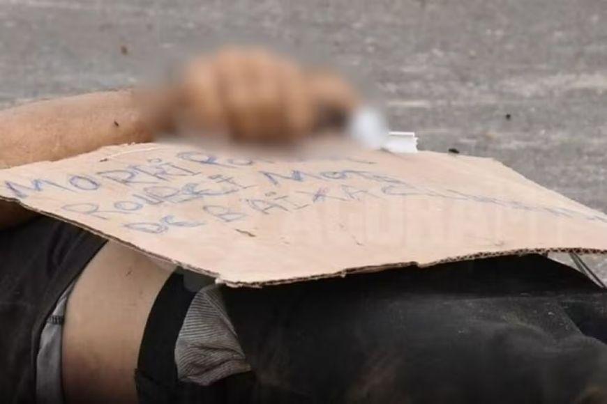 Homem é encontrado morto ao lado de cartaz em MT: 'morri porque roubei moto'