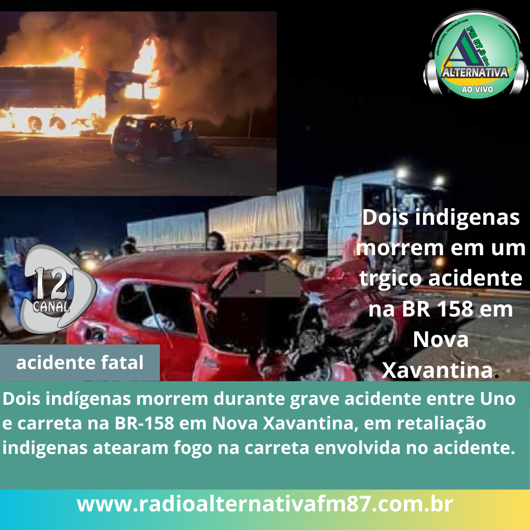 Dois indigenas morrem em um trágico acidente na BR 158 em Nova Xavantina.