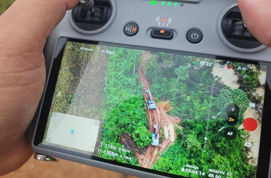Com auxílio de drone polícia recupera equipamentos furtados avaliados em R$ 2,1 milhões em terra indígena em MT