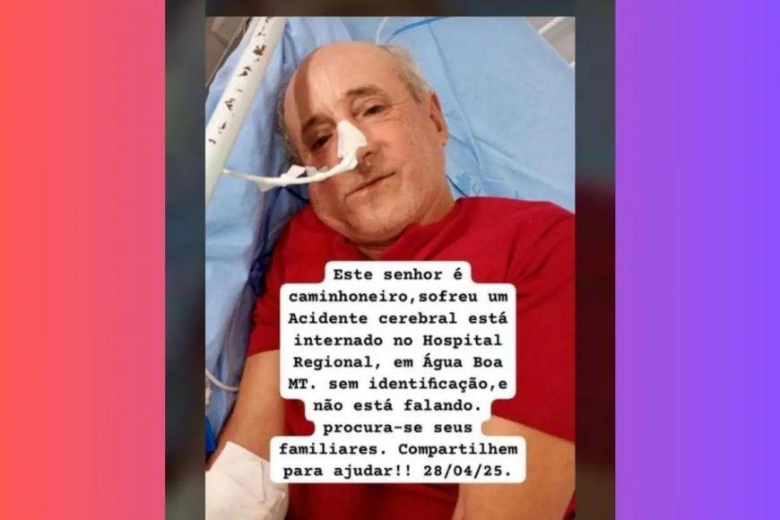 Hospital busca parentes de caminhoneiro que sofreu AVC em Água Boa (MT)