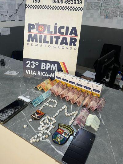 PM fecha ponto de tráfico em bar de Vila Rica (MT) e apreende mais de 80 porções de pasta base