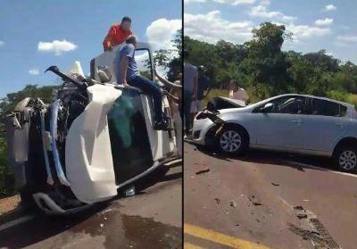 Colisão entre carro e caminhonete deixa um morto e outros dois feridos na BR-158 entre Nova Xavantina e Água Boa