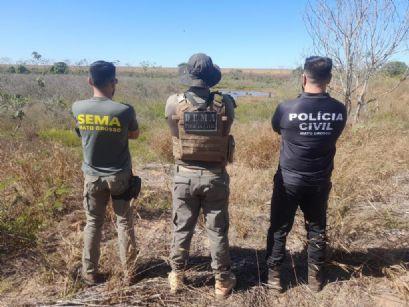 Polícia apreende galões de agrotóxicos vencidos e descartados de forma irregular em Bom Jesus do Araguaia (MT)