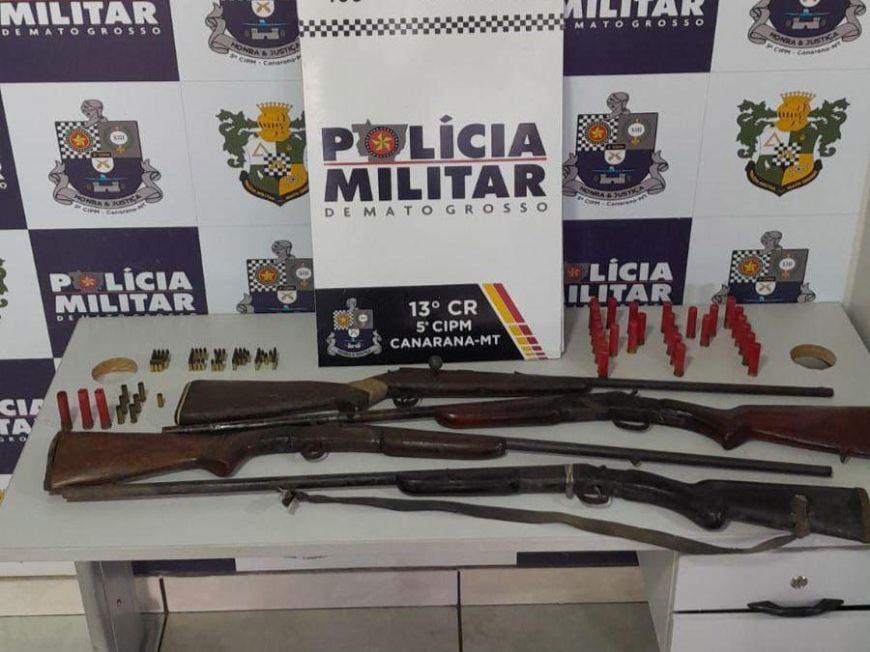 Homem ameaça familiares com armas de fogo em Canarana (MT) e é preso pela PM