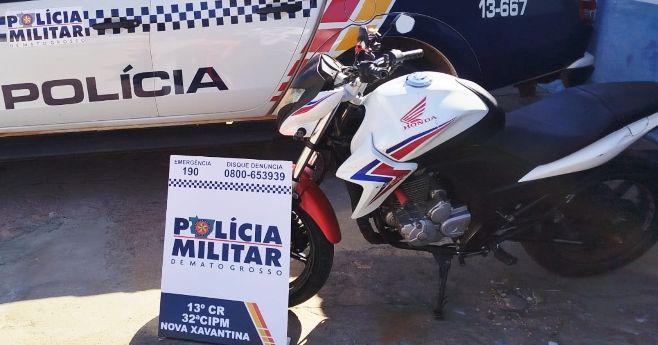 PM recupera motocicleta roubada escondida em área de mata na zona rural de Nova Xavantina