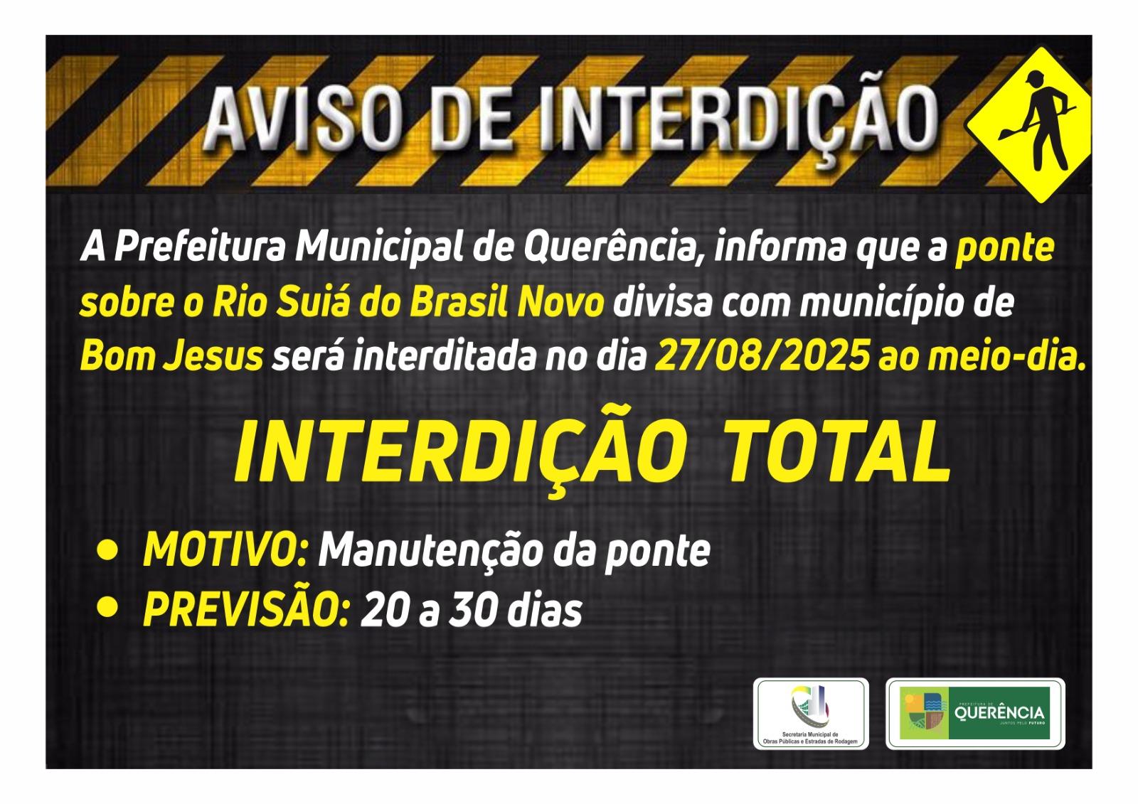 AVISO DE INTERDIÇÃO TOTAL