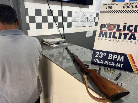 Homem é preso em Vila Rica (MT) por descumprir medida protetiva e posse irregular de arma de fogo