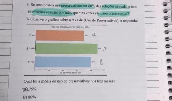 VÍDEO: pai denuncia questão de matemática que cita 'preservativos e relações sexuais' em caderno da filha em MT