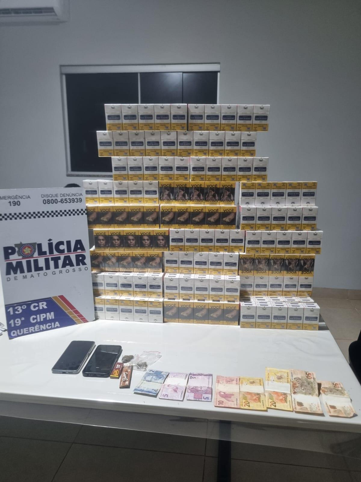 EM ABORDAGEM A VEICULO PELA POLICIA MILITAR  EM QUERÊNCIA, HOMEN ACABA SENDO PRESO POR ESTAR COM PORÇÃO ANALOGO A MACONHA E 480 CARTEIRAS DE CIGARROS