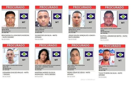 Lista de criminosos mais procurados do país tem oito foragidos de Mato Grosso