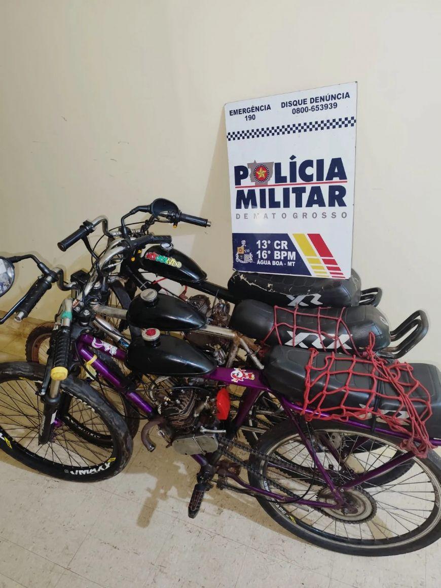 PM apreende menores em motocicletas artesanais em Água Boa (MT)