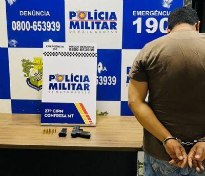 Armado com pistola, homem espanca ex-namorada e é preso pela PM em Confresa (MT)