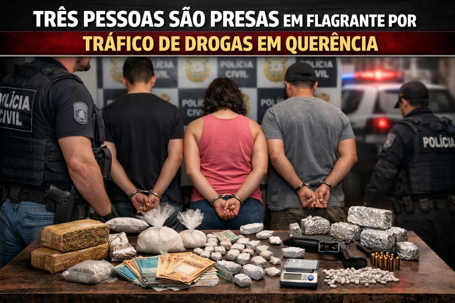 Três pessoas são presas em flagrante por tráfico de drogas em Querência