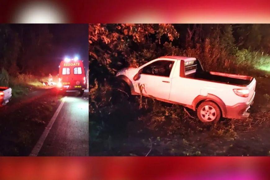 Vítima é socorrida pelo Corpo de Bombeiros após capotamento na BR-158