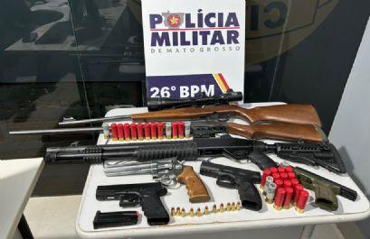Apreensões de armas de fogo pela Polícia Militar crescem 78% em 2026 em Mato Grosso