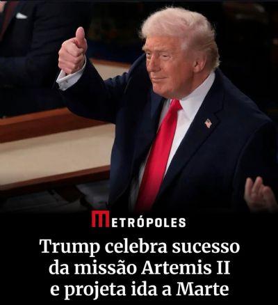 Trump celebra sucesso da missâo Artemis II e projeta ida a Marte