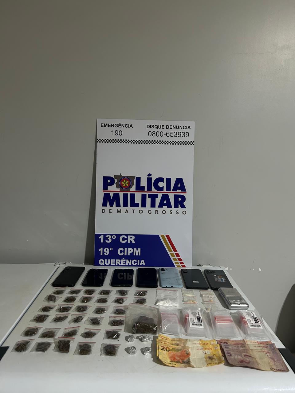 Polícia Militar apreende drogas e conduz sete pessoas durante ação no Setor F em Querência