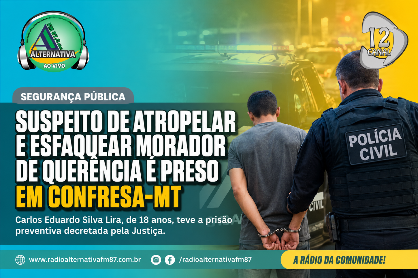 SUSPEITO DE ATROPELAR, ESFAQUEAR E MATAR MORADOR DE QUERÊNCIA É PRESO EM CONFRESA