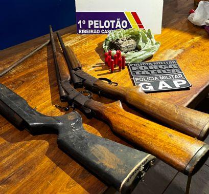 Polícia Militar prende três faccionados com armas e drogas em Ribeirão Cascalheira